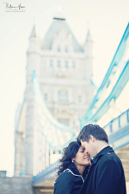 engaged couple at Tower Bridge