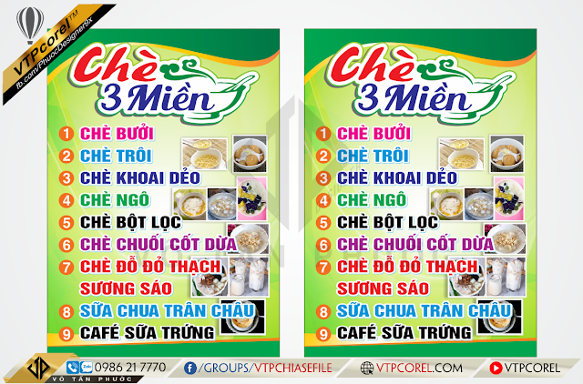 Bảng hiệu quán Chè 3 miền đơn giản độc đáo