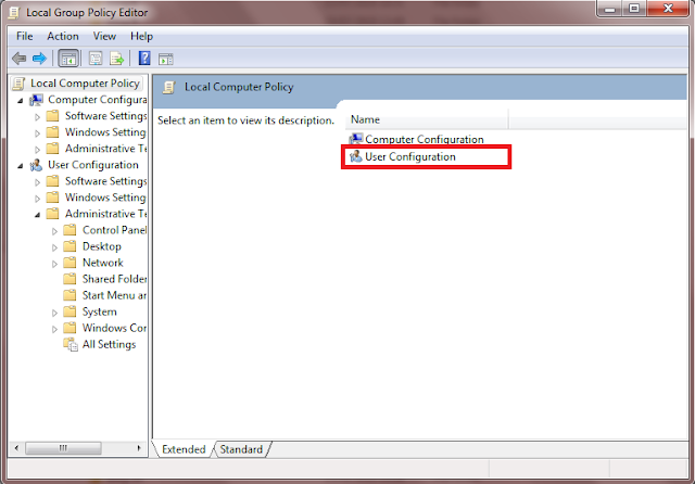 Jika dialog box Local Group Policy Editor sudah terbuka, Sobat kemudian klik User Configuration ->  Administrative Templates ->  Windows Components ->  Windows Explorer.