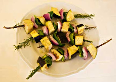 Eggplant Kebabs Ready for the Grill