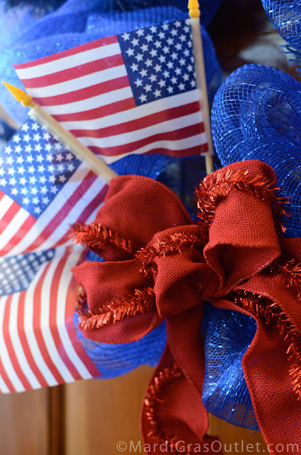 Deco Mesh, Patriotic, Red White Blue, Memorial Day Wreath, Wreath, How to, American Flag, Tutorial, Burlap