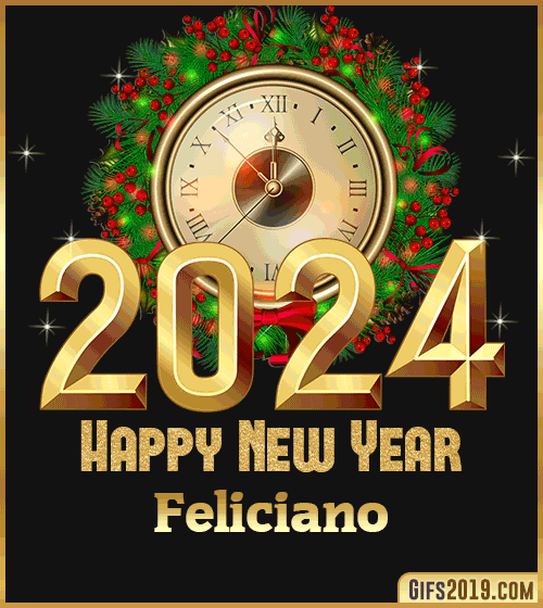 Gif wishes Happy New Year 2024 Feliciano