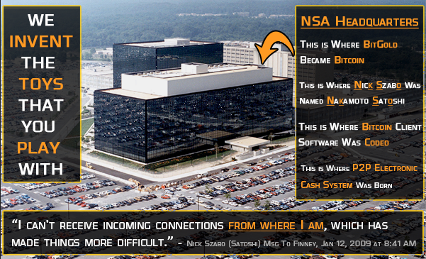 N.S.A headquarters where Bitcoin software was coded