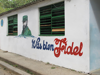 Wall stencil at Las Terrazas School:  You'r Doing Fine, Fidel