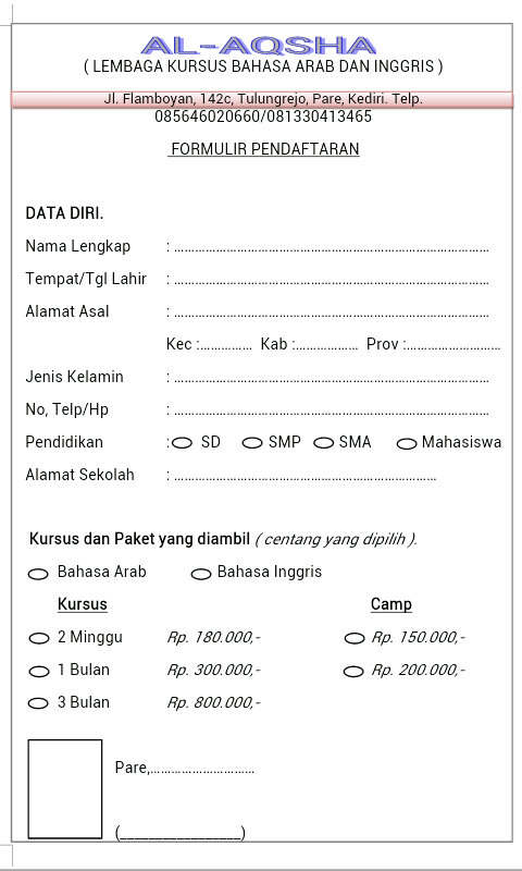 AL-AQSHA Pic lembaga kursus bahasa arab dan inggris Pare 