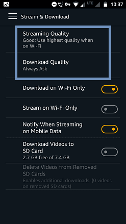 streaming and download quality