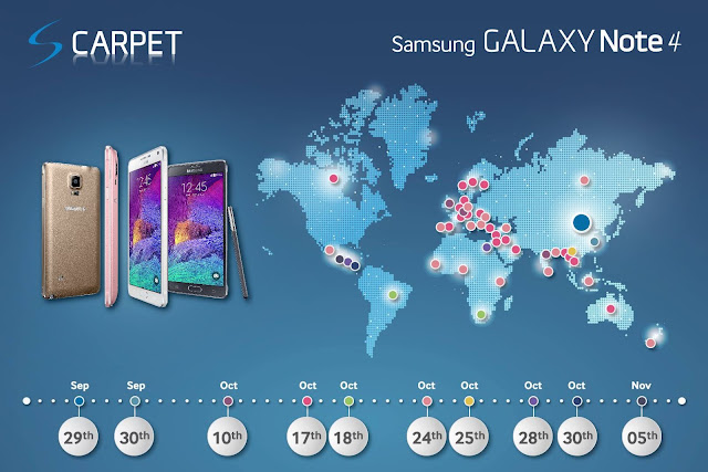 Samsung Galaxy Note 4 launch dates
