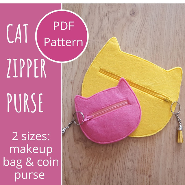 DIY Cat zipper purses pattern