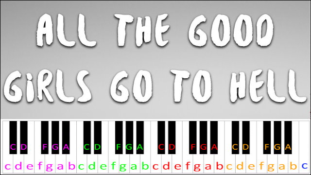 All the good girls go to hell by Billie Eilish Piano / Keyboard Easy Letter Notes for Beginners