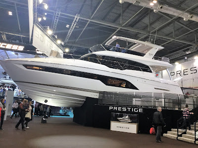 Sideways view of Prestige brand motor yacht