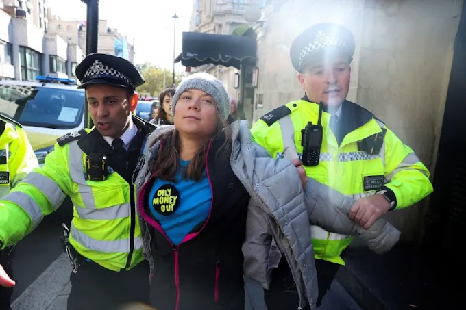 Queridinha da esquerda mundial, Greta Thunberg é presa durante protesto em Londres