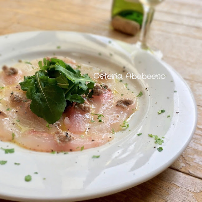 Carpaccio Di Pesce Balestra ウマズラハギのカルパッチョ 肝のソース添え Osteria Abebeeno