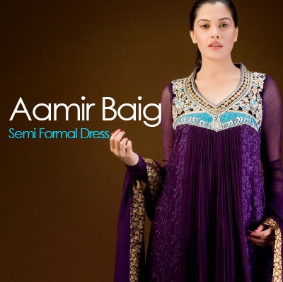 Aamir Baig Semi  Formal  Dress  Collection 2014 Frocks and 