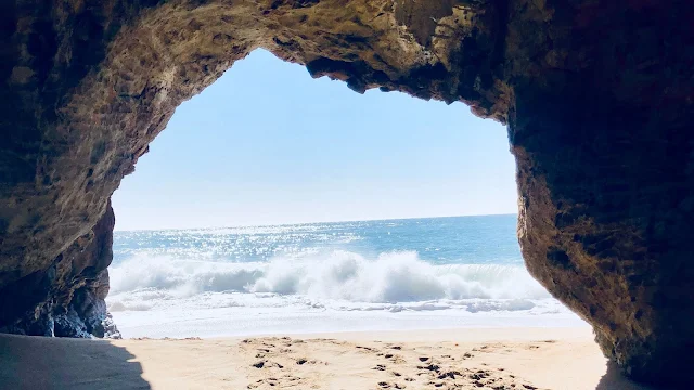 Cave, Waves, Beach, Sea, Sand