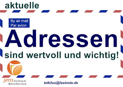 Aktuelle Adressen sind wertvoll und wichtig! IHR Büroservice DACH