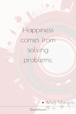 Happiness comes from solving problems.