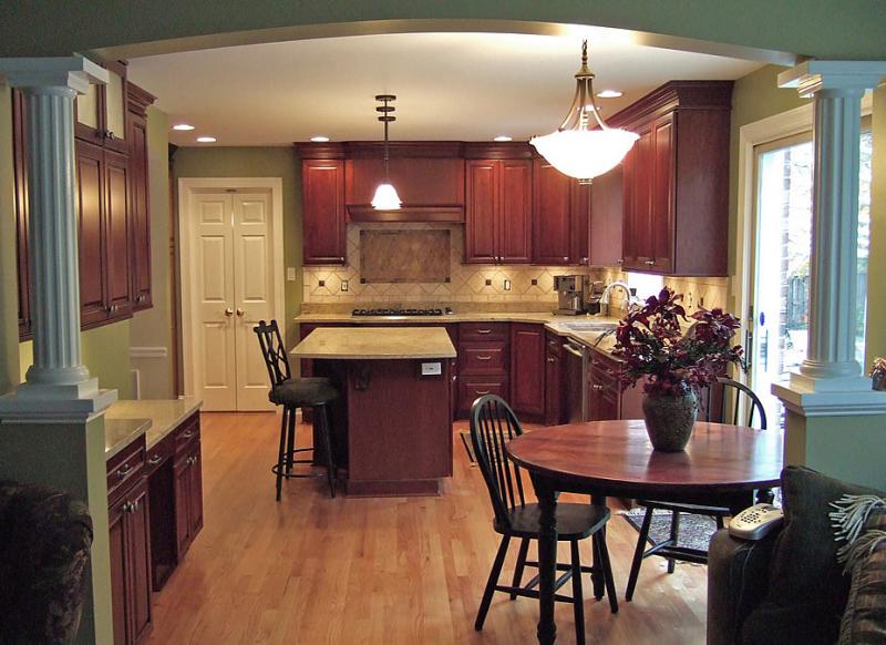 Dark Wood Cabinets Kitchen