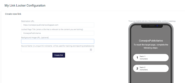 Configuración Content Locker de AdMaven