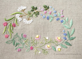 Herb embroidery on linen