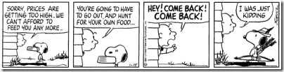 Peanuts 1980-01-15 - Snoopy as a bow & arrow hunter