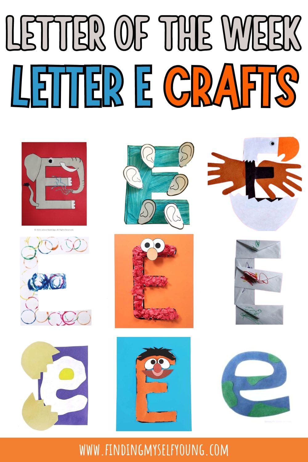letter E/e crafts for kids.