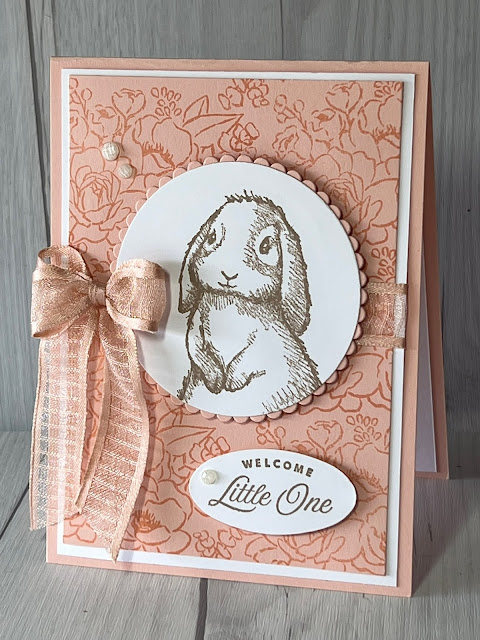 Baby card using a rabbit image from the Stampin' Up! Easter Friends Stamp Set