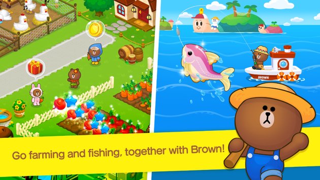 teman semua ada game android terbaru nih LINE BROWN FARM MOD APK v2.0.0 Terbaru Gratis Download