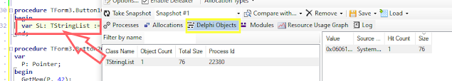 Screen-shot of Deleaker Delphi Objects tab