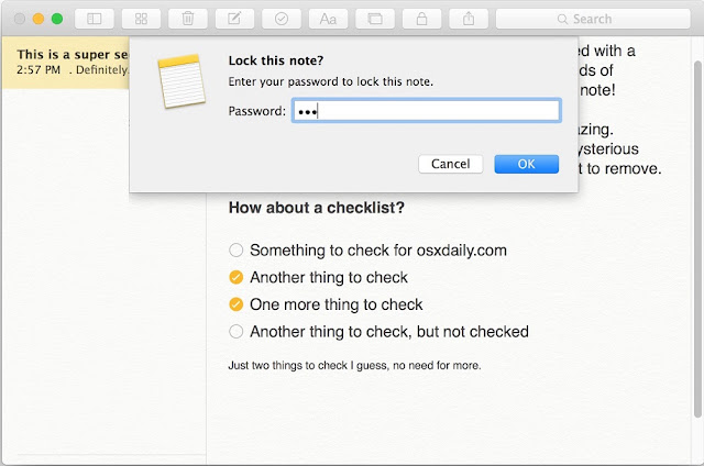 How to Lock Notes with Password Protection in Mac OS X