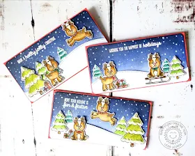 Sunny Studio Stamps: Gleeful Reindeer Money Pocket Christmas cards by Lexa Levana.