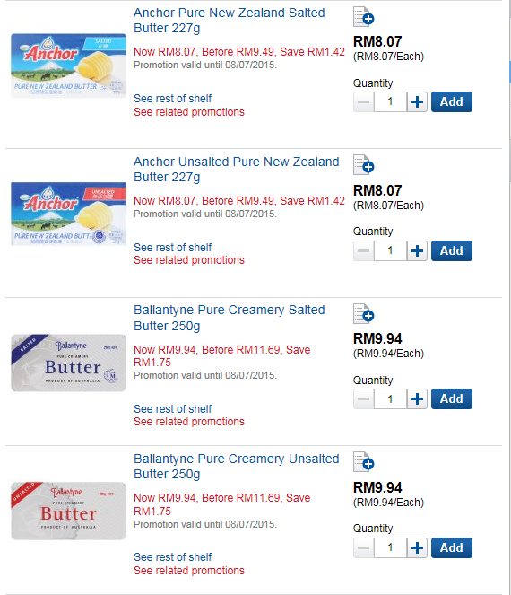 Harga Butter kat Tesco Online ~ PELANGI INDAH