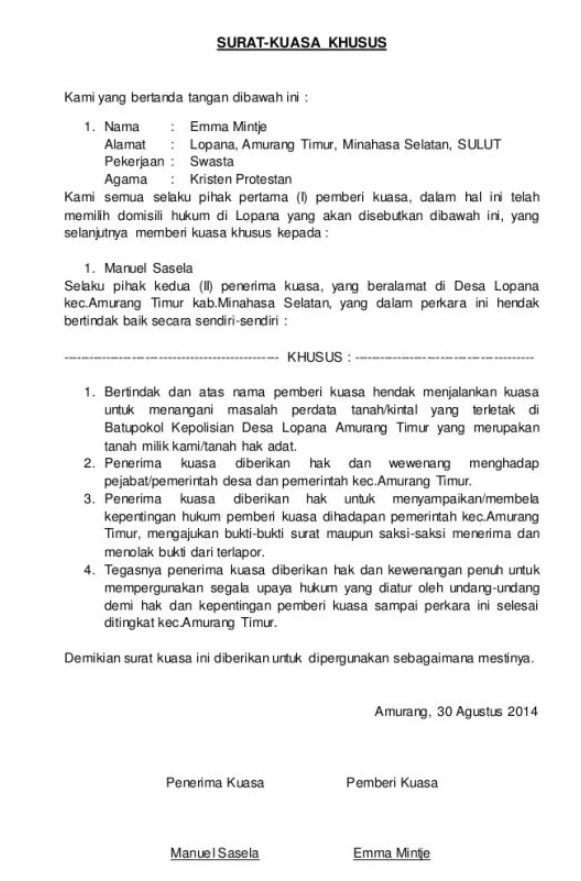 Surat kuasa khusus