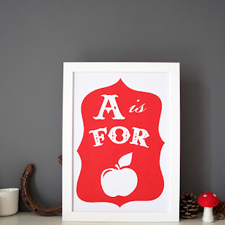 a is for apple alphabet print