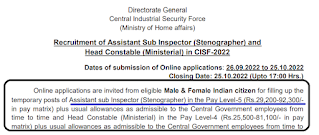 CISF ASI Pay Scale