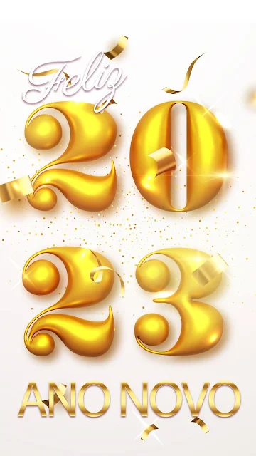 Feliz Ano Novo 2023 Números Dourados Fundo Branco
