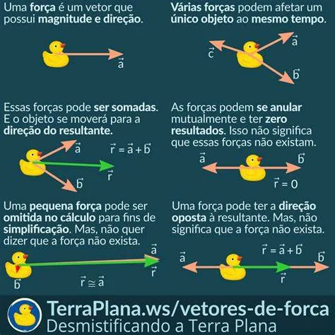 Diagrama ilustrativo de vetores de força, demonstrando magnitude e direção.​