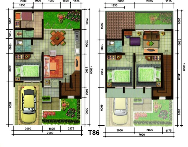 denah rumah 2 lantai minimalis