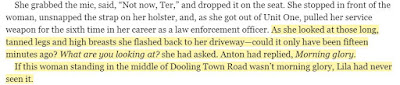 As she looked at those long, tanned legs and high breasts she flashed back to her driveway—could it only have been fifteen minutes ago? What are you looking at? she had asked. Anton had replied, Morning glory. If this woman standing in the middle of Dooling Town Road wasn’t morning glory, Lila had never seen it.