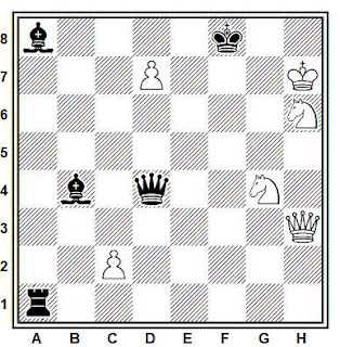 Estudio artístico de ajedrez compuesto por A. Lewandowski (5º Clasificado, 4º WCCT 1989-1992)