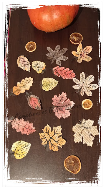 Des feuilles d'automne en papier imprimé Activité manuelle pour les enfants en pages de roman imprimé et peinture - Audrey Janvier