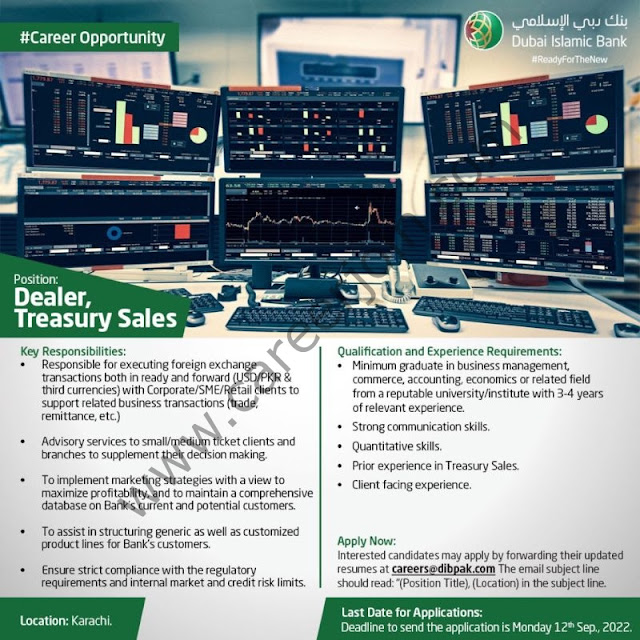 Dubai Islamic Bank Pakistan Jobs Dealer Treasury Sales Apply Online