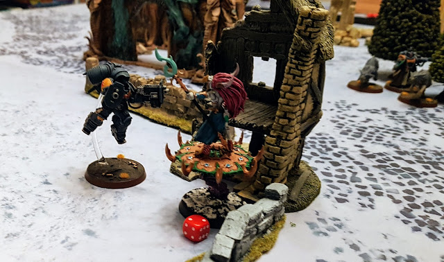 Warhammer 40k battle report - Eternal War -  Scorched Earth - 500 points - Thousand Sons vs Space Wolves