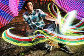 Long exposure light painting portrait