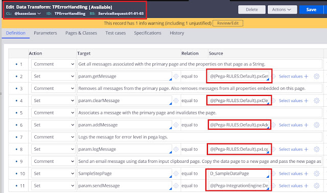 pega error handling in data transform