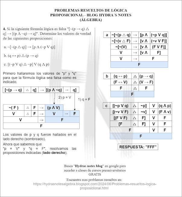 PROBLEMA RESUELTO Y EXPLICADO DE LÓGICA PROPOSICIONAL - TABLAS DE VERDAD
