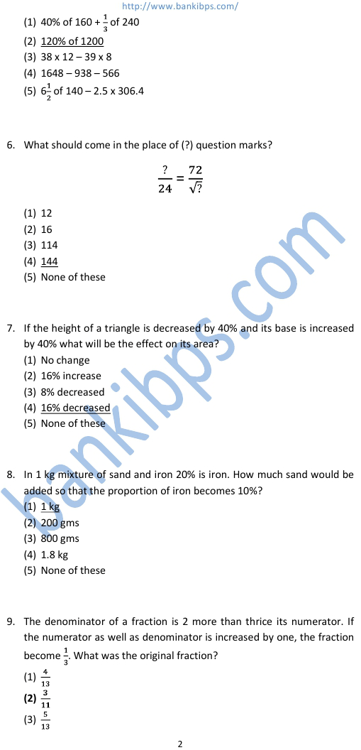 sample aptitude test questions and answers for banks
