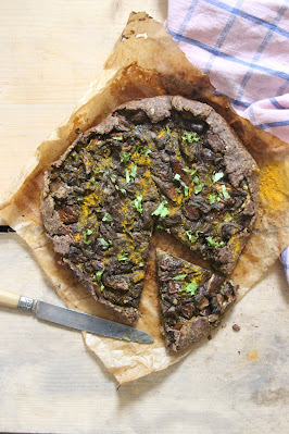 Tarte rustique champignons-curry vegan