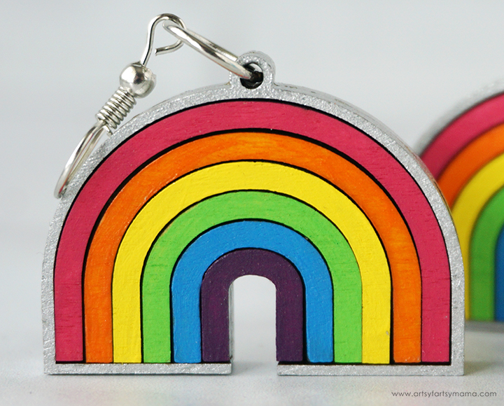 Wood Rainbow Earrings