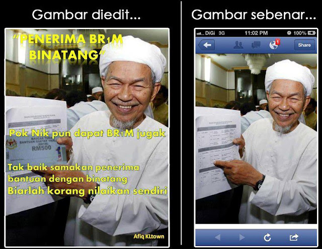 TG Nik Aziz terima BR1M? Pencacai UMNO Kantoi lagi 