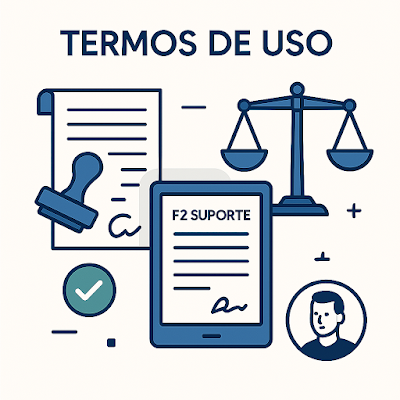 Documento legal e balança da justiça simbolizando os Termos de Uso do site.